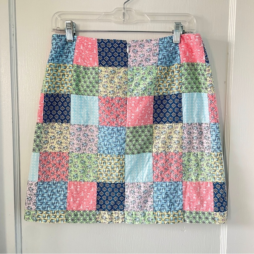 Vineyard Vines Patchwork Cotton Skirt Size 4 Coastal Preppy Quilted Look cottage - Picture 2 of 7